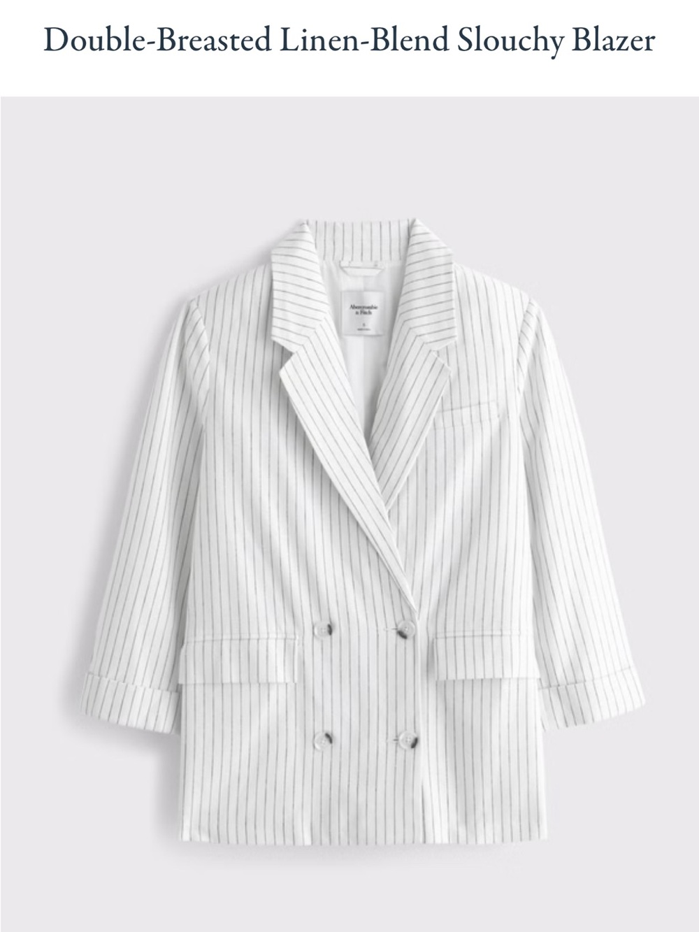 Abercrombie & Fitch Double-Breasted Linen-Blend Slouchy Blazer